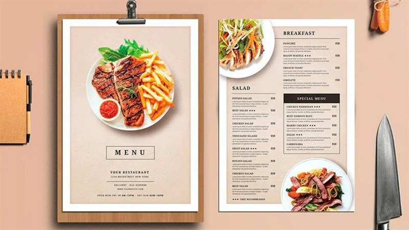 Thiết kế và in ấn menu giá rẻ tại Quảng Cáo Anh Tuấn